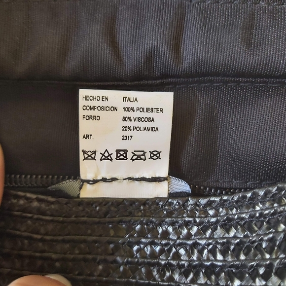 Caterina Bertini black & leopard print straw clutch purse - Picture 9 of 9